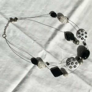3 Strand black and White Necklace